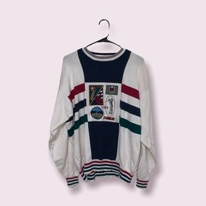 LAST CHANCE L Embroidered USA Golf Striped Sweater